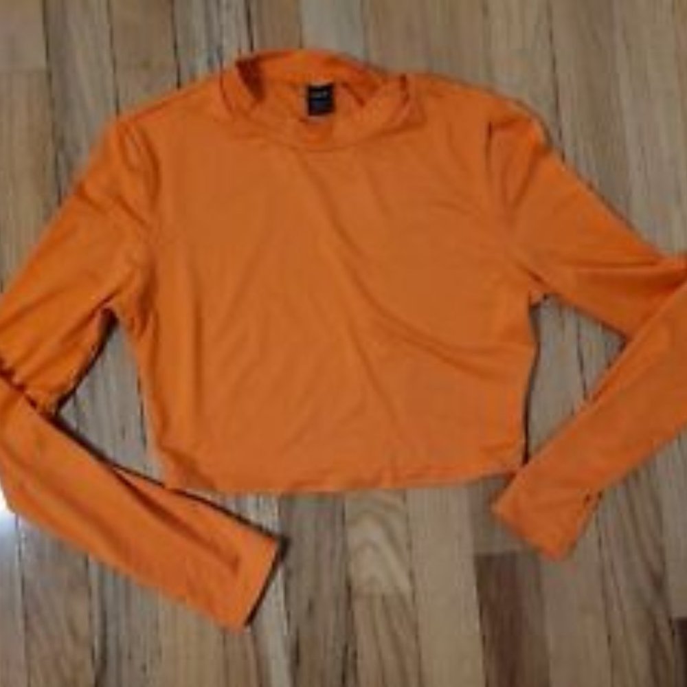 Orange Tight Fitting Mock Turtleneck Shirt ~ Size M/6 ~ Worn ONCE ~ Like Velma!